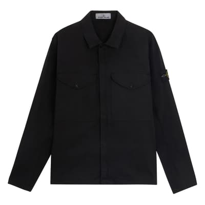 Black Supima Zip Cotton Blend Overshirt