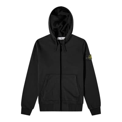 Black Zip Fleece Cotton Hoodie