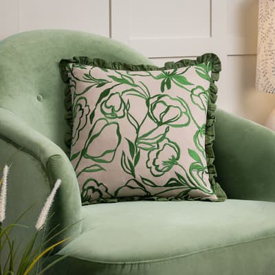 Albera 43x43cm Cushion, Linen/Green