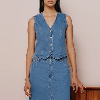 Blue Denim Cotton Waistcoat