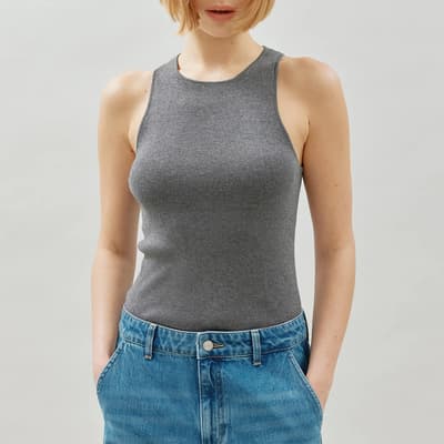 Grey Silk Blend Tank Top