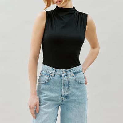 Black Ruched Detail Top