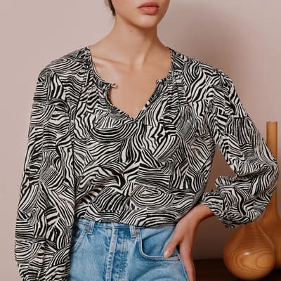 Black Abstract Marble Blouse