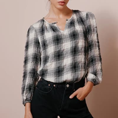 Black/Cream Plaid Blouse