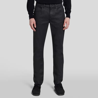 Black Coated Slimmy Tapered Stretch Trousers