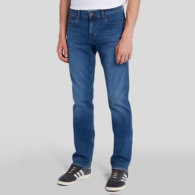 Mid Blue Standard Straight Stretch Jeans