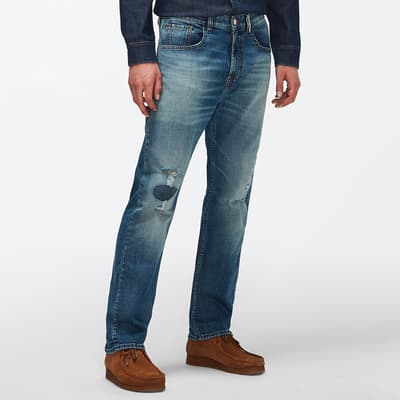 Mid Blue Cooper Destroyed Stretch Jeans