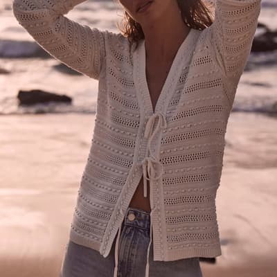 White Crochet Cardigan        