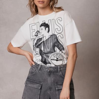 White Elvis Graphic T-Shirt         