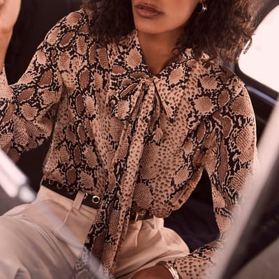 Brown Snake Print Shirt     