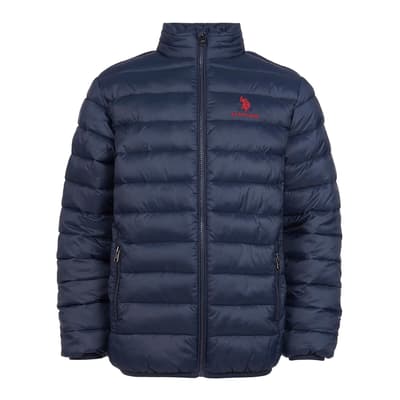 Boy's Dark Blue Lightweight Bound Quilted Jacket