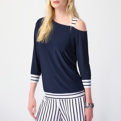 Navy Striped Detail Top