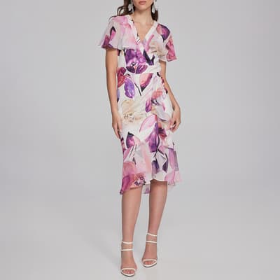 Pink Printed Midi Dress