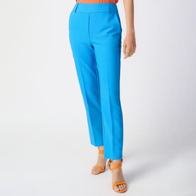 Blue High Waisted Straight Trousers