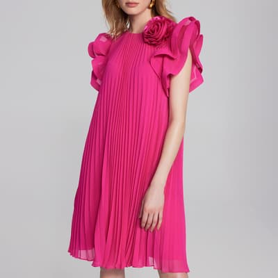 Pink Ruffle Sleeved Dress