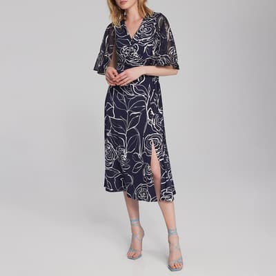 Navy / White Printed Dress