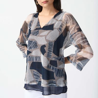 Navy Printed Blouse