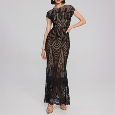 Black/Beige Sheer Gown