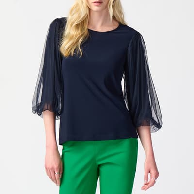 Navy Sheer Blouse