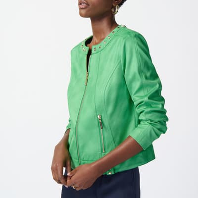 Green Zip Biker Jacket