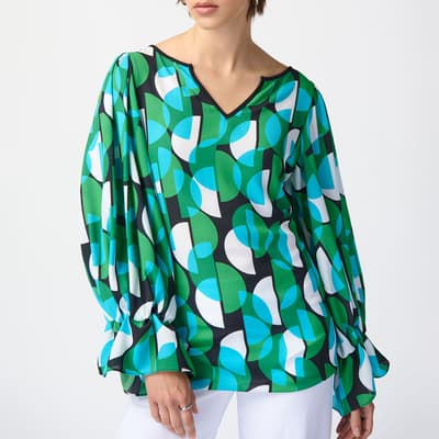 Green Printed Long Blouse