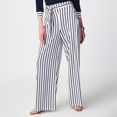 White Stripe Wide Leg Trousers