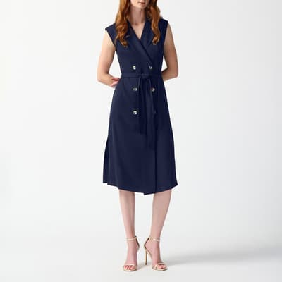 Navy Midi Button Down Dress