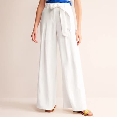 White Palazzo Linen Trousers