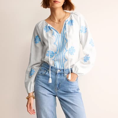 White Serena Embroidered Blouse