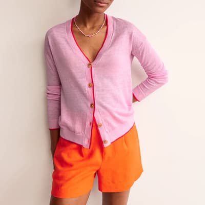 Pink Maggie Linen Cardigan