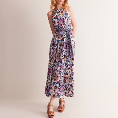 Multi Linen Maxi Halter Dress