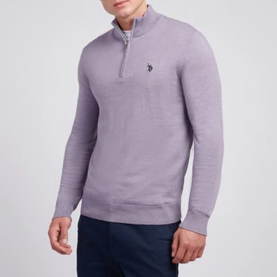 Lilac Half Zip Cotton Blend Jumper