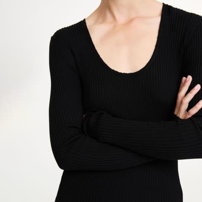 Black Rinah Fine Gauge Rib Jumper