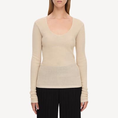 Beige Rinah Fine Gauge Rib Jumper