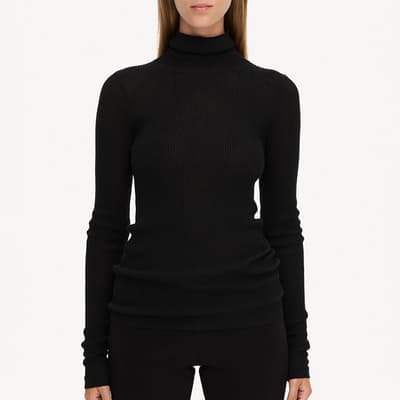 Black Ronella Ribbed Roll Neck Jumper