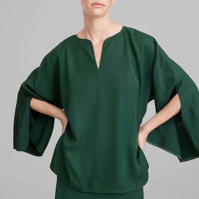 Deep Green Calias V Neck Blouse