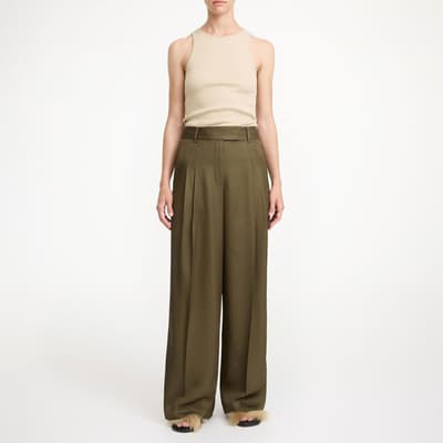 Dark Olive Cymbaria Wide Leg Trouser