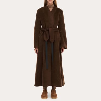 Coffee Wool Blend Ponzana Belted Coat