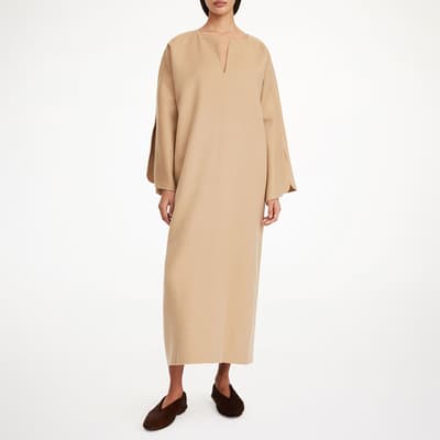 Beige Cais Wool Midi Dress