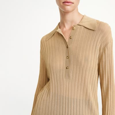 Camel Delphine Fine Gauge Collared Jumper