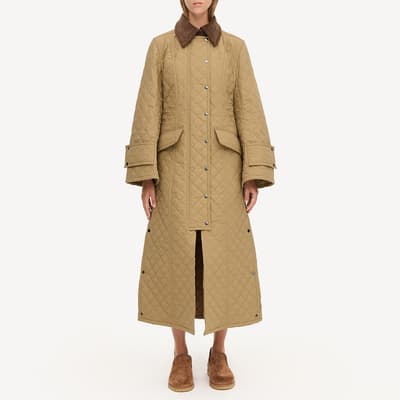 Beige Pinelope Collared Longline Coat