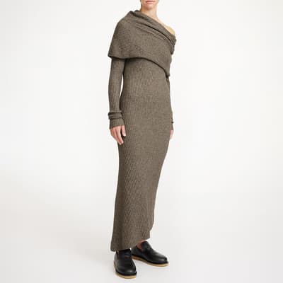 Grey Wool Blend Junea Knitted Maxi Dress