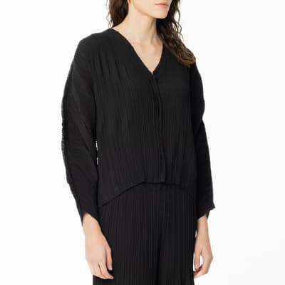 Black Devone V Neck Blouse