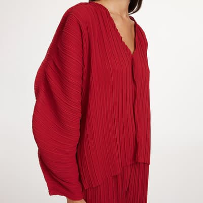 Red Devone V Neck Blouse