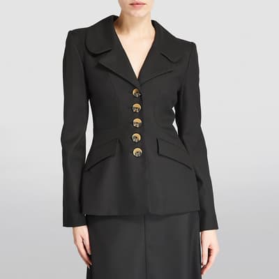 Black Adrienna Notched Blazer