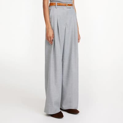 Grey Cymbaria Pleated Wide Leg Trouser