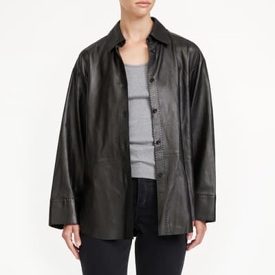 Black Leather Barissa Shacket