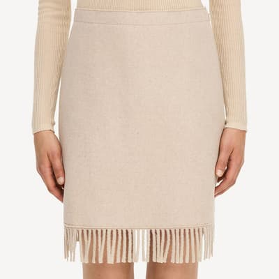 Beige Wool Blend Solir Mini Skirt