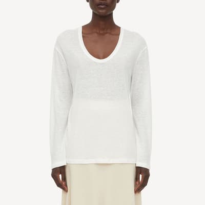 White Linen Blend Amalou Top