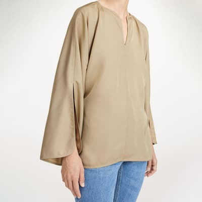 Beige Calias V Neck Blouse